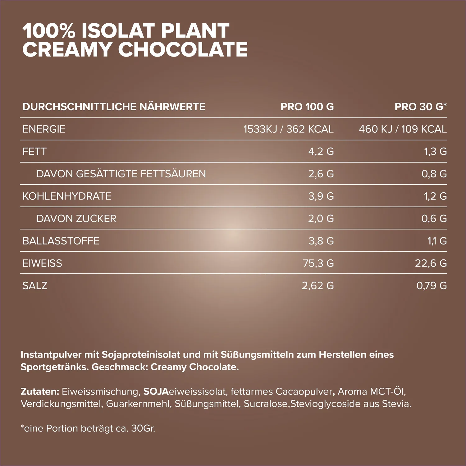 IronMaxx 100% Isolat Plant Proteinpulver 500g Chocolate vegan