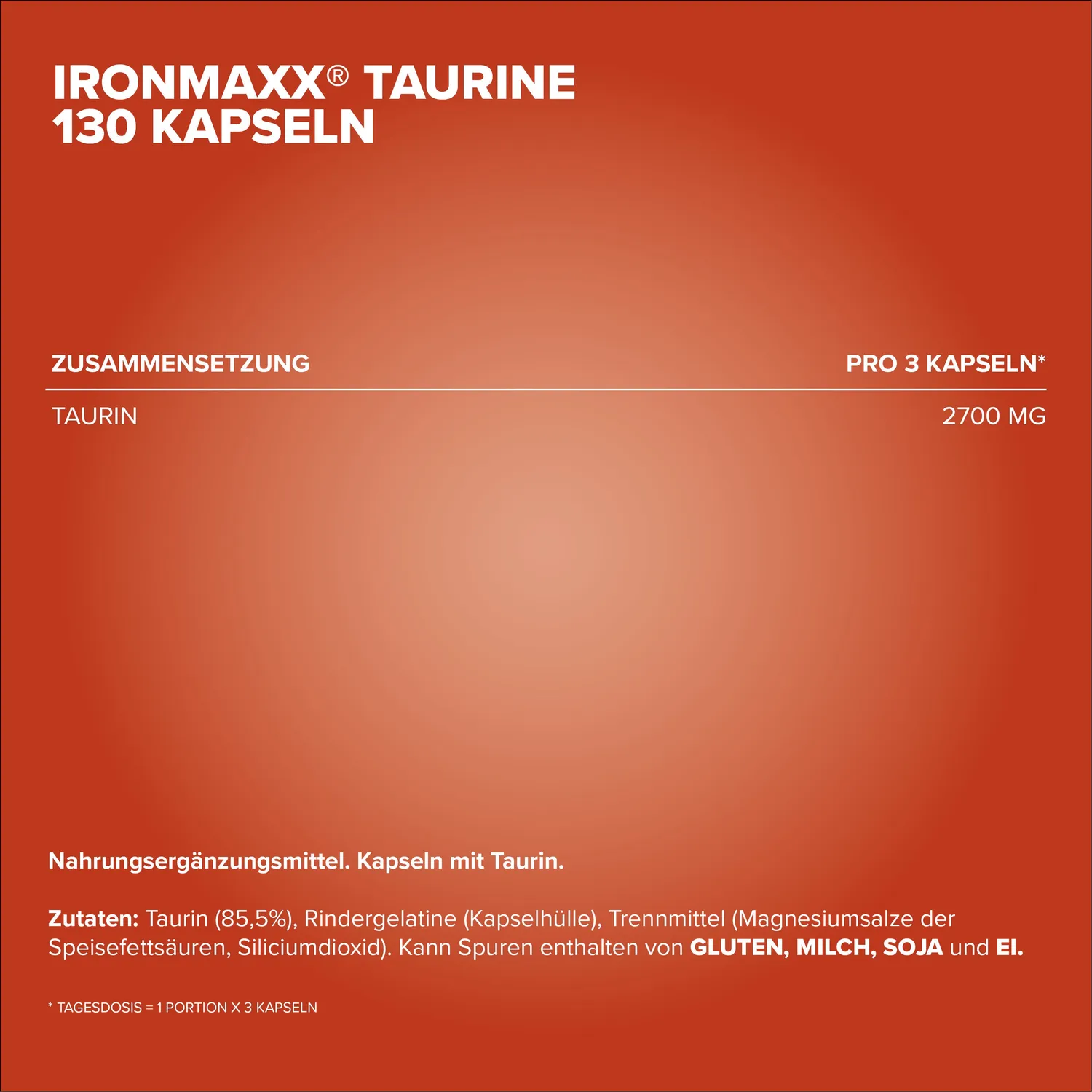 IronMaxx Taurin Kapseln 130 Stück 2700 mg