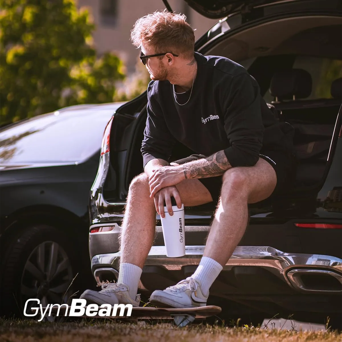 GymBeam Edelstahl Protein Shaker 750ml Weiß auslaufsicher