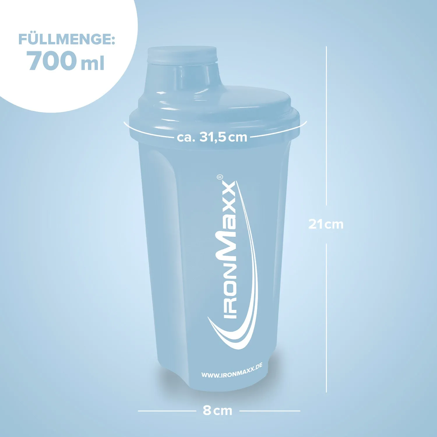IronMaxx Shaker Columbia Blue 700ml BPA-frei