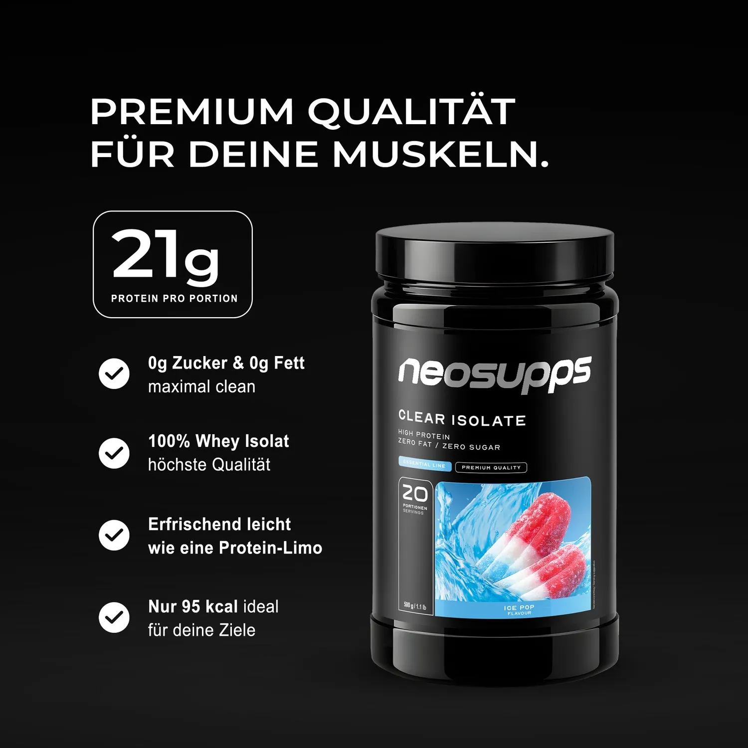 Neosupps Clear Isolate Protein Ice Pop 500g erfrischend