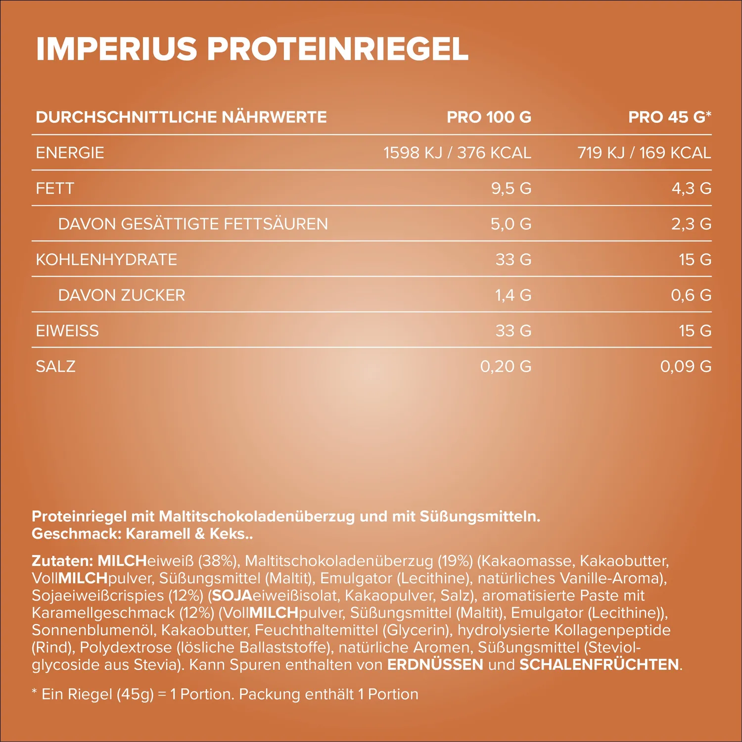 IronMaxx Imperius Proteinriegel Caramel Cookie 45g