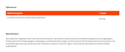 GymBeam Cranberry-Extrakt Kapseln 120 Stück 23 % PAC