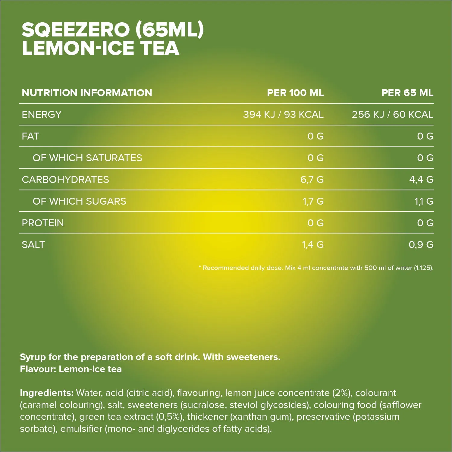 IronMaxx SqueeZero Sirup Lemon Ice Tea 65ml zuckerfrei