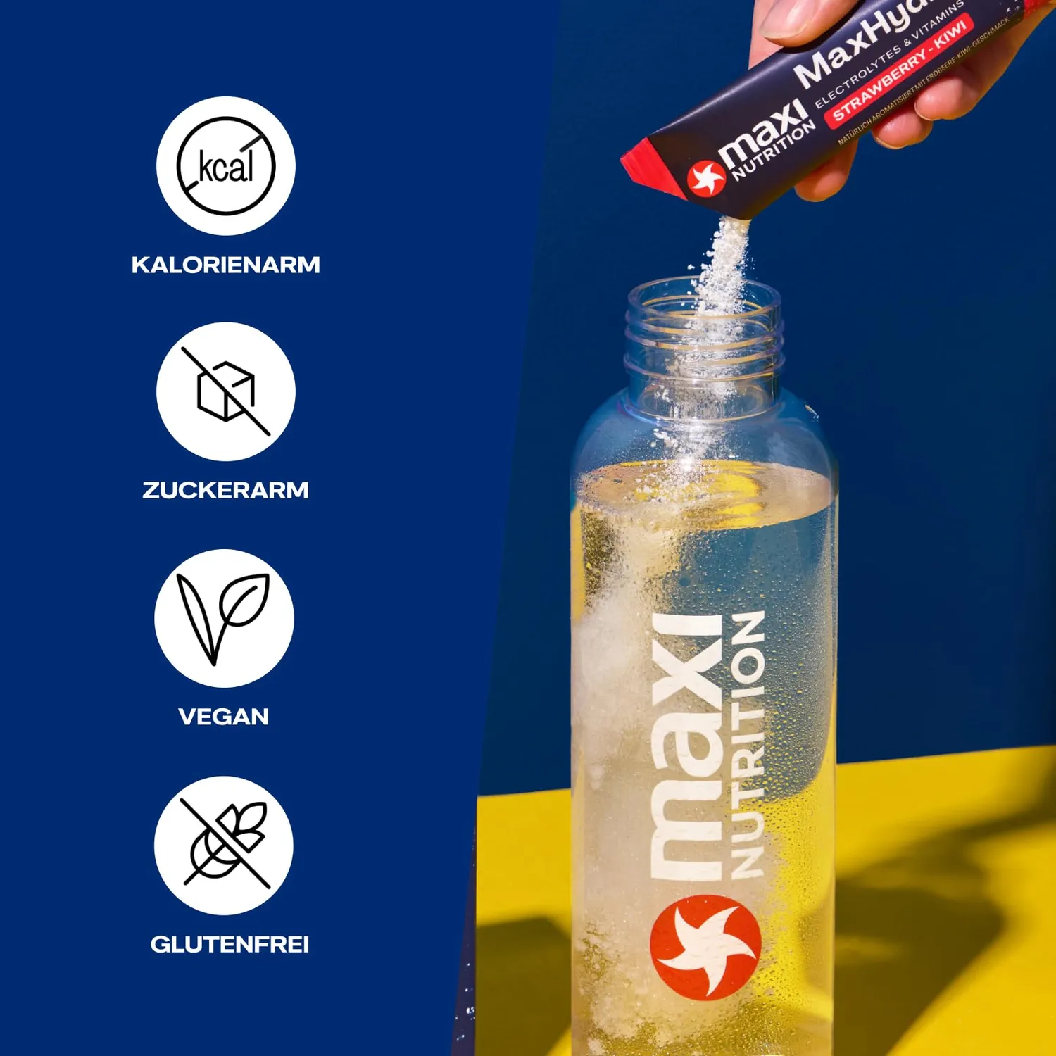 MaxiNutrition MaxHydrate+ Immun Elektrolytpulver Strawberry Kiwi 8 Sticks
