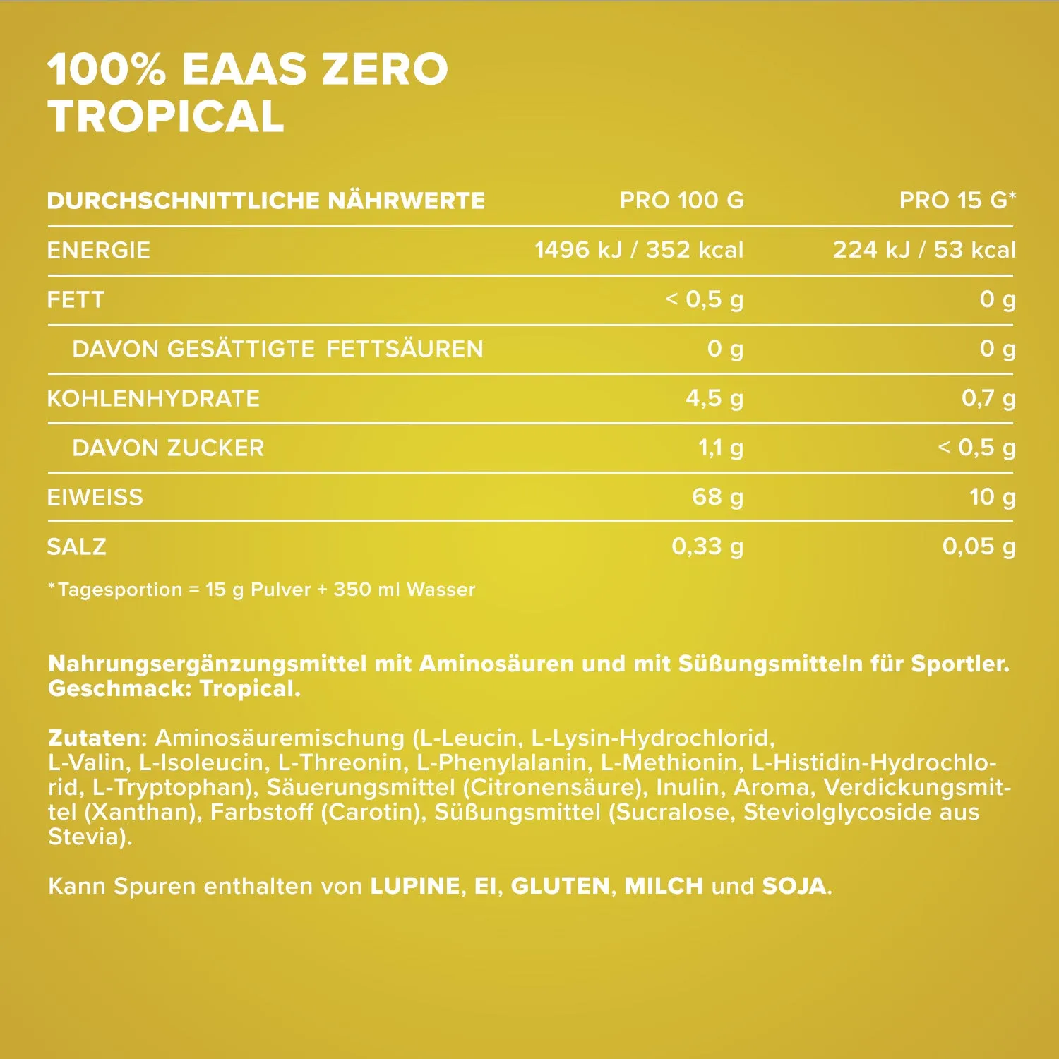 IronMaxx 100% EAAs Zero Pulver 500 g Tropical