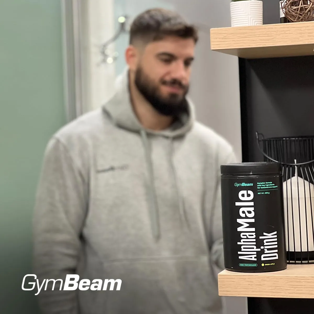 GymBeam AlphaMale Drink Pre Workout 400 g Grüner Apfel