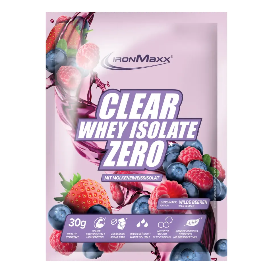 IronMaxx Clear Whey Isolate ZERO Wild Berries 30g erfrischend