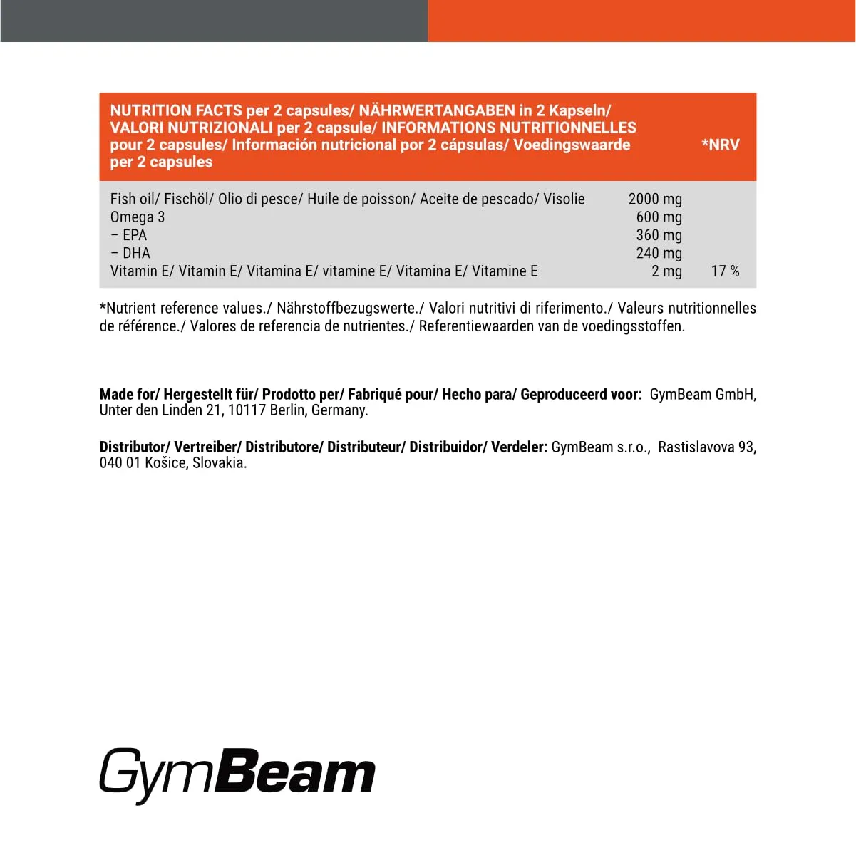 GymBeam Omega 3 Kapseln 60 Stück hochdosiert
