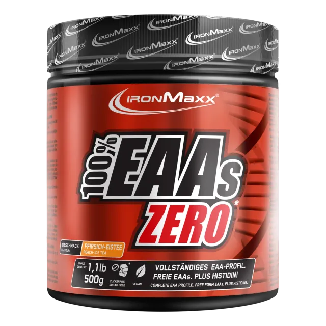 IronMaxx 100% EAAs Zero Peach Ice Tea 500g vegan