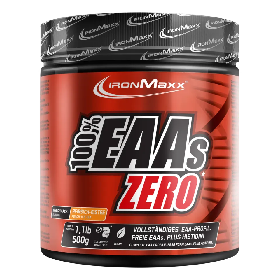 IronMaxx 100% EAAs Zero Peach Ice Tea 500g vegan