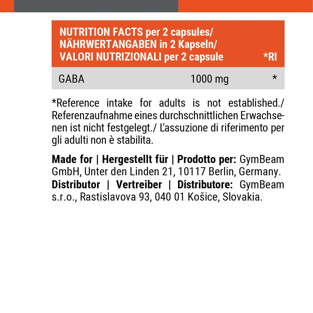 GymBeam GABA Kapseln 120 Stk 1000mg hochdosiert