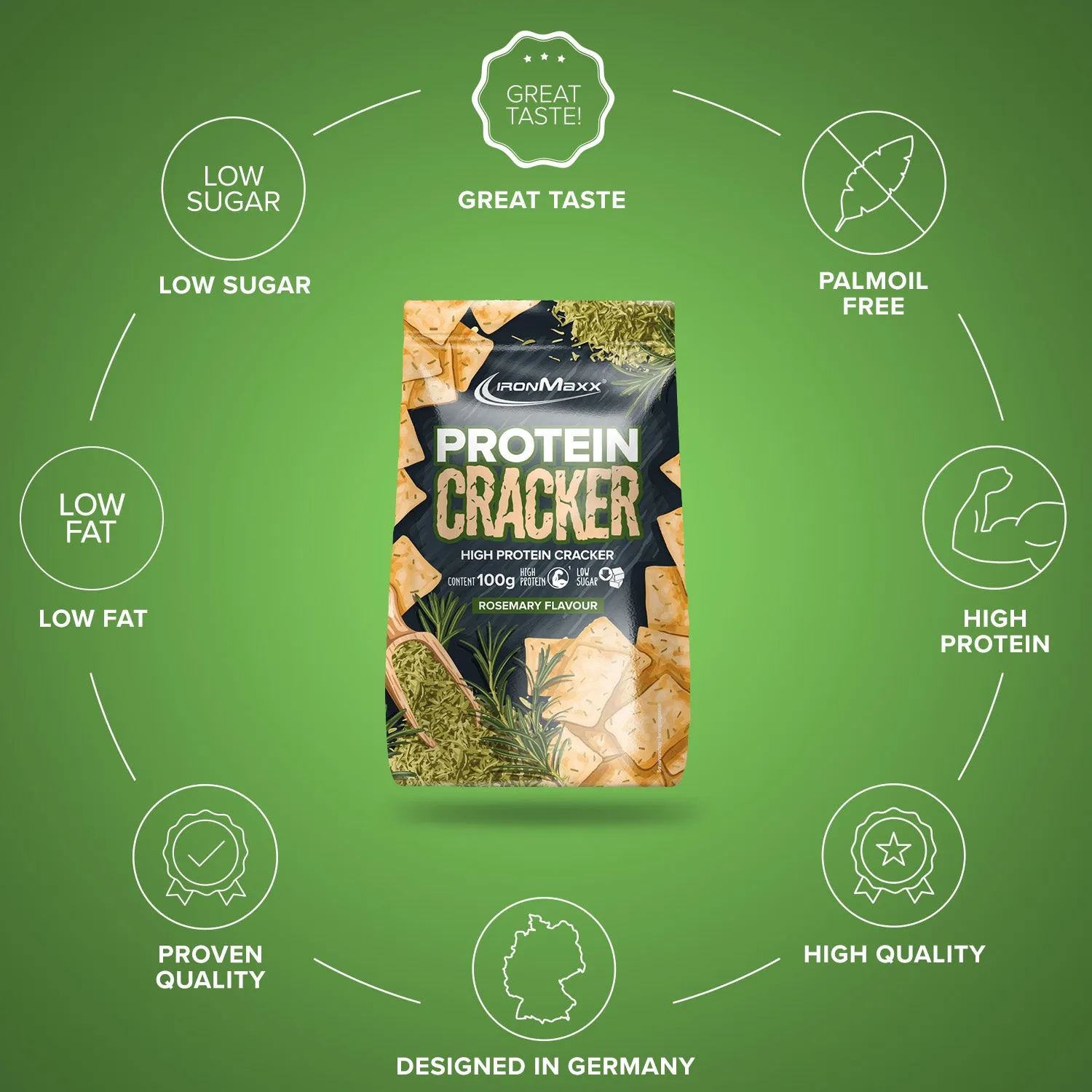 IronMaxx Protein Cracker 100 g Rosemary Snack