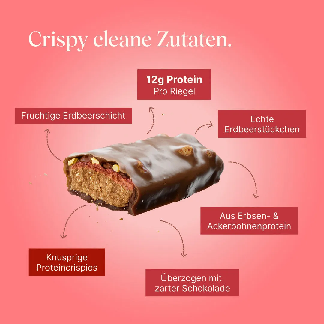 Vetain Crispy Proteinriegel Erdbeere 12er Pack