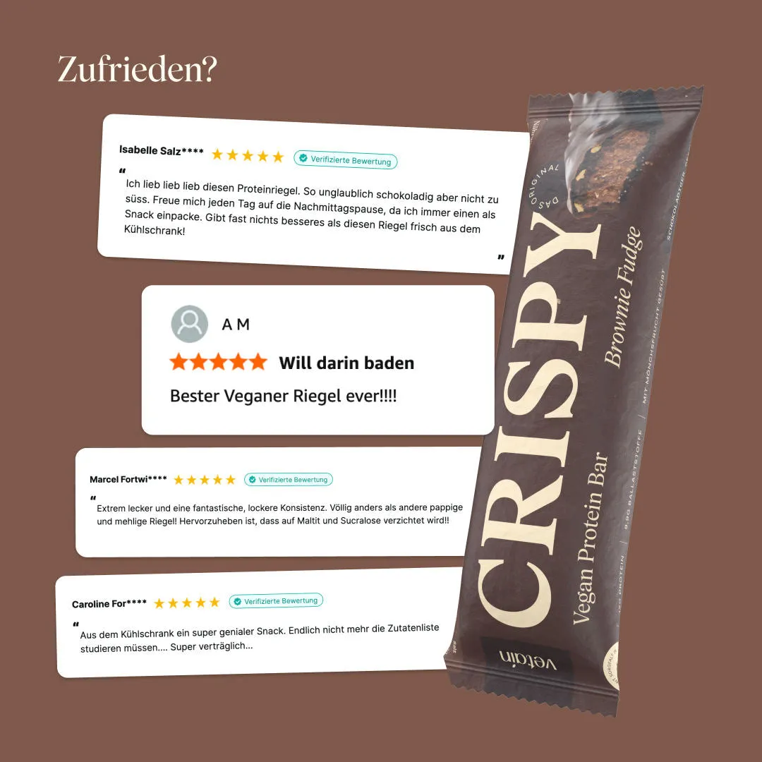 Vetain Crispy Proteinriegel Brownie Fudge 12er Pack vegan