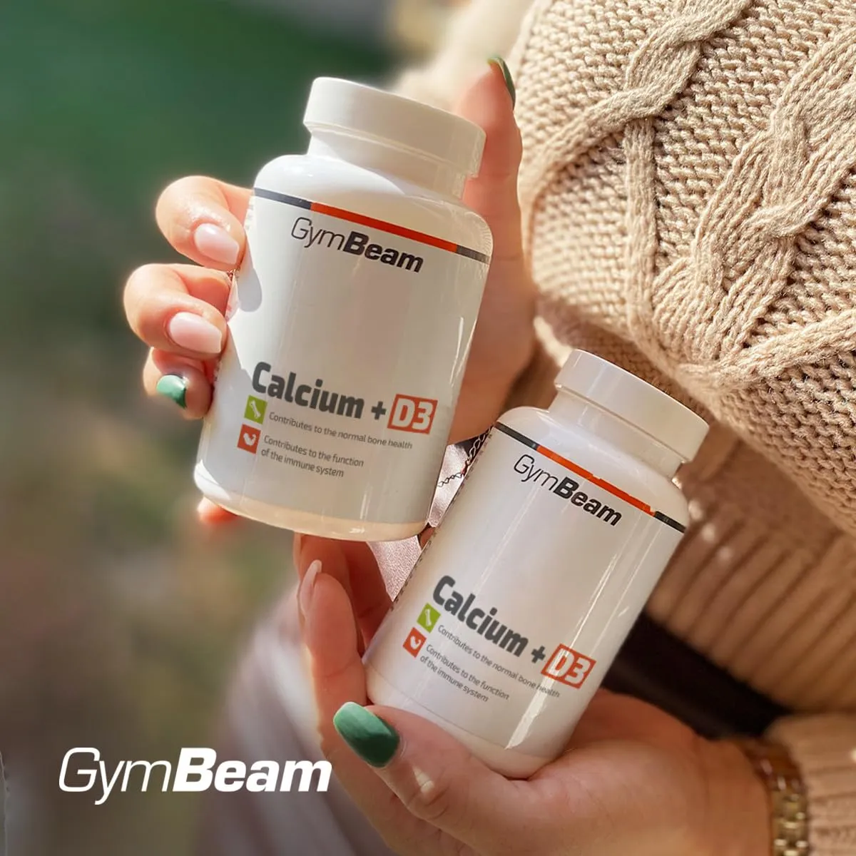 GymBeam Calcium+D3 Kapseln 120 Caps für Knochen Muskeln