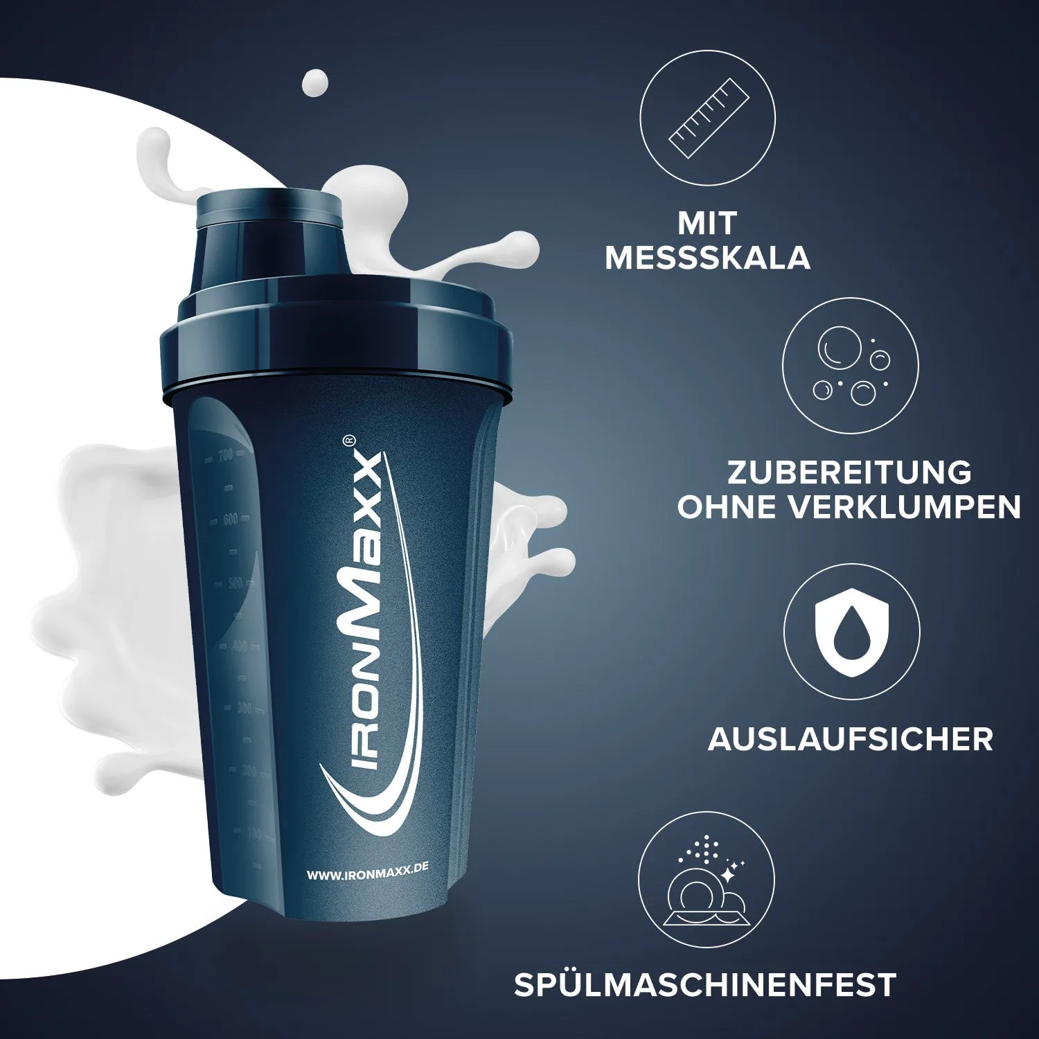 IronMaxx Shaker 700ml Mistle Blue mit Sieb