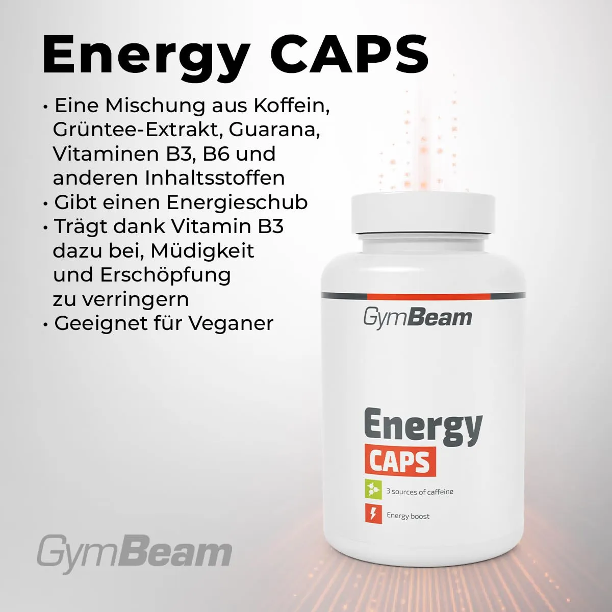 GymBeam Energy Kapseln Koffein Guarana 120 Caps vegan