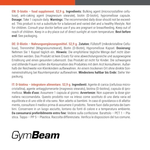 GymBeam Biotin Tabletten vegan für Haare Haut Nägel