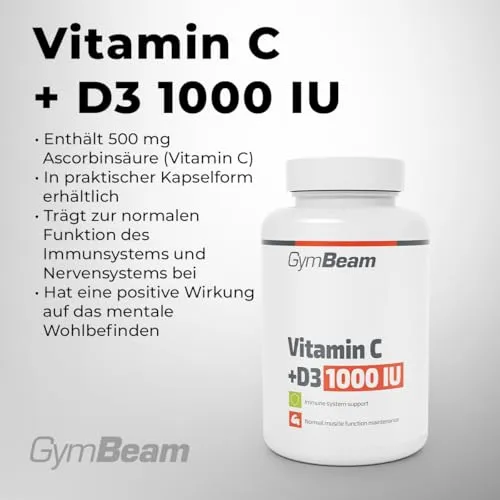 GymBeam Vitamin C + D3 1000 IU Tabletten 90 Tabs