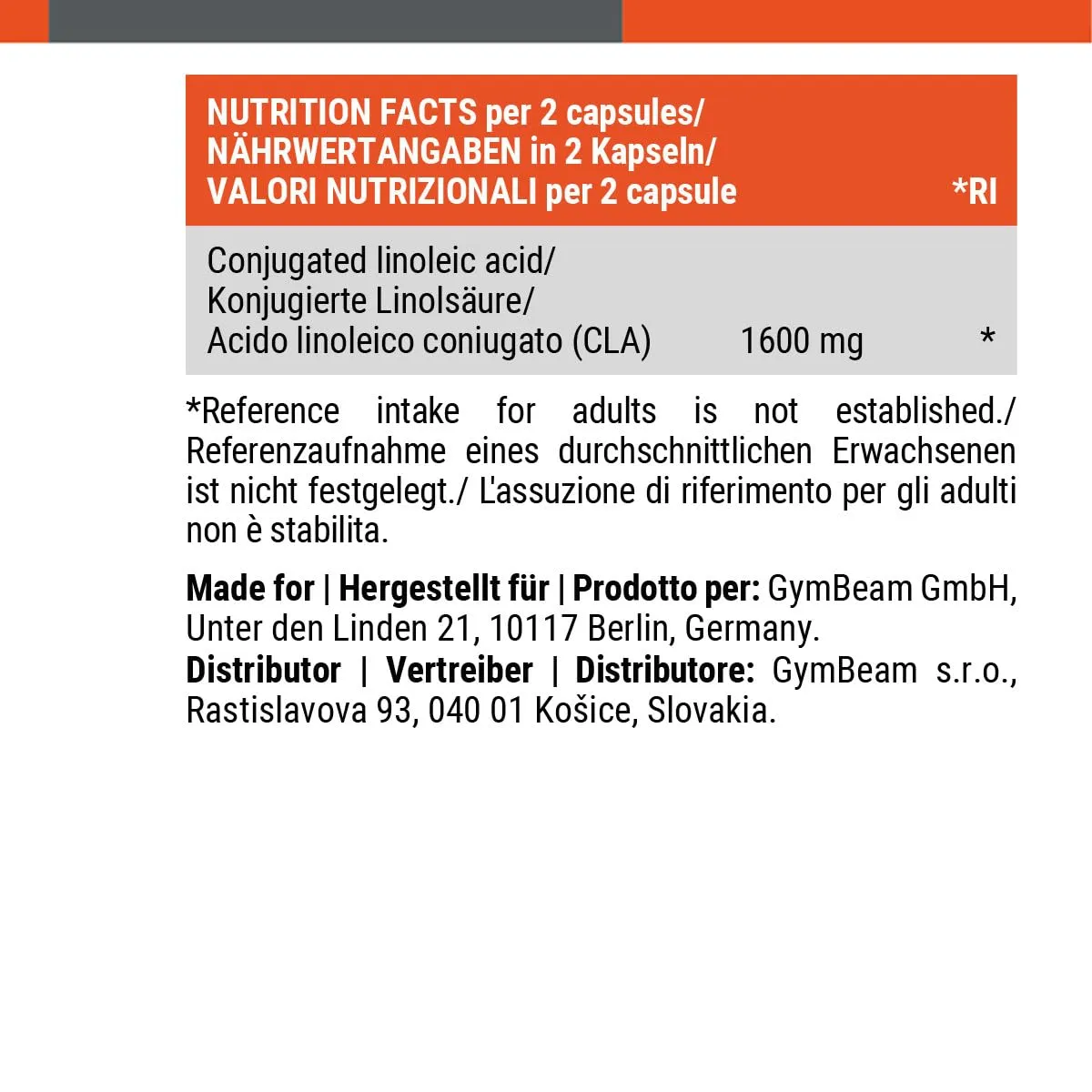 GymBeam CLA Kapseln 90 caps Fatburner