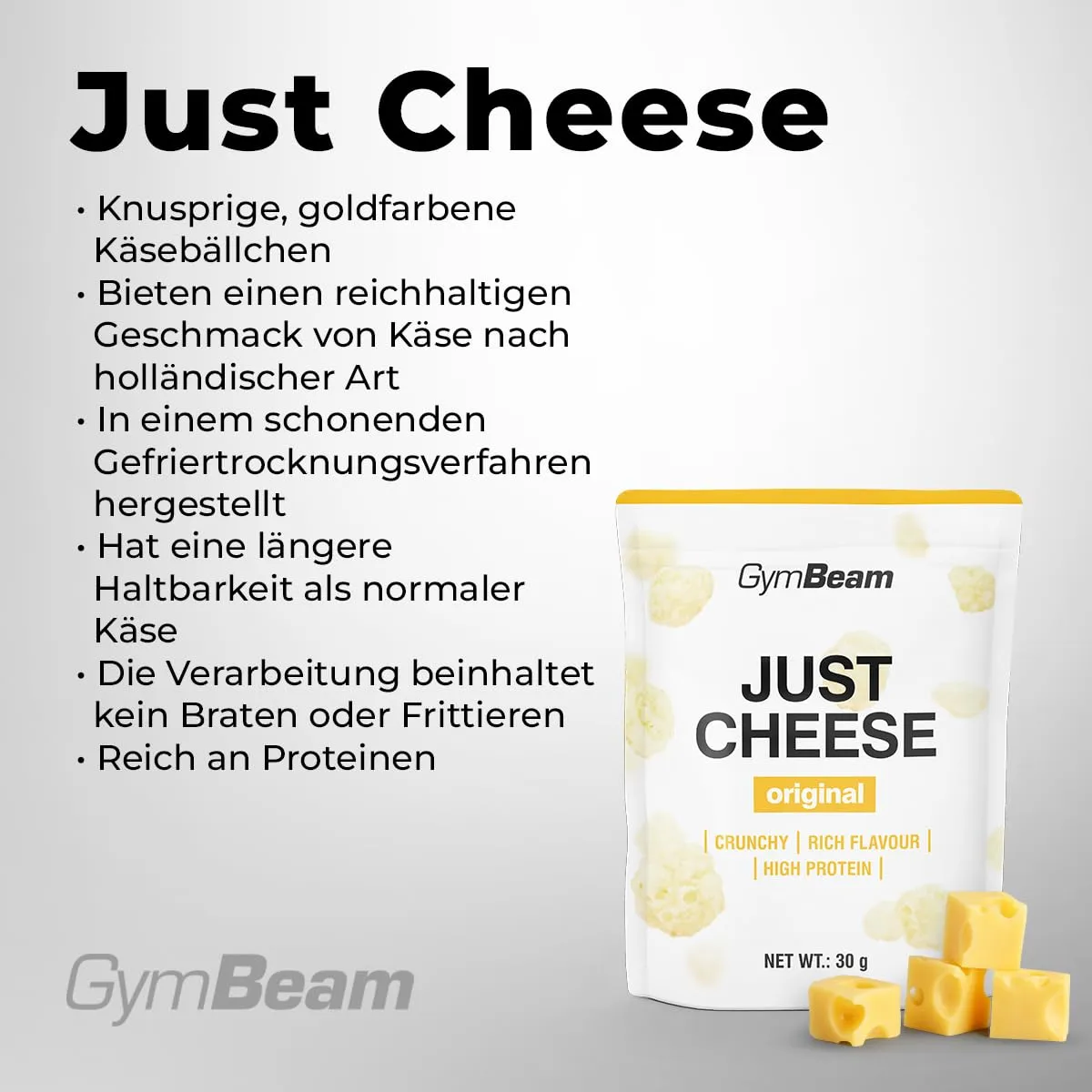 GymBeam Just Cheese Käse-Snack 30g proteinreich