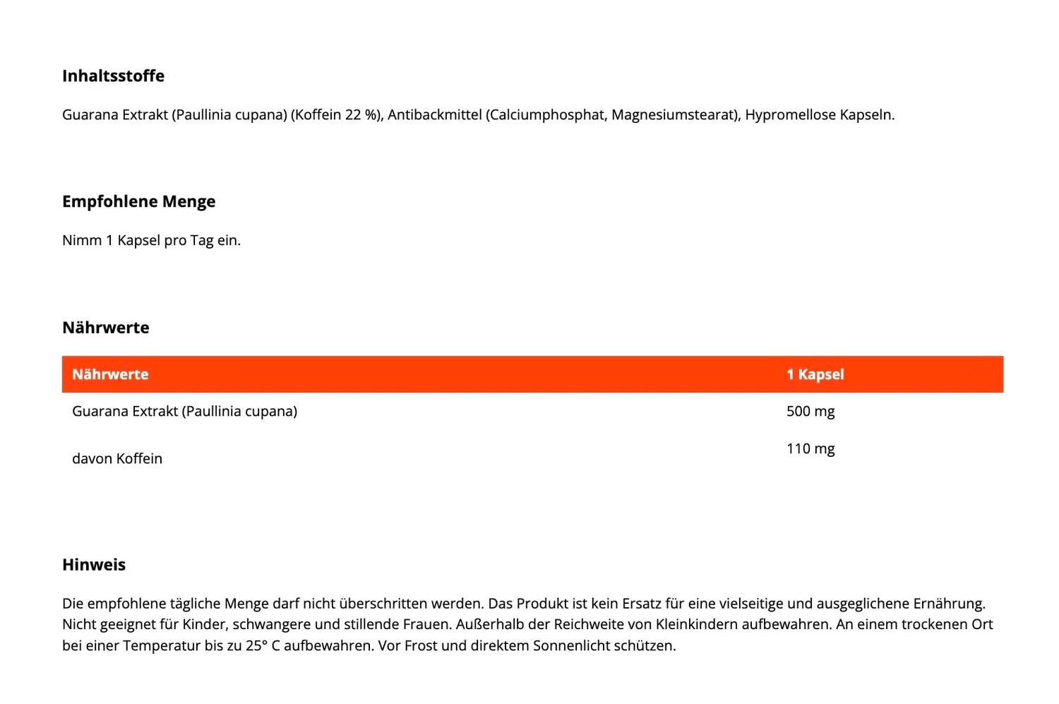 GymBeam Guarana Kapseln 90 Caps mit 110 mg Koffein