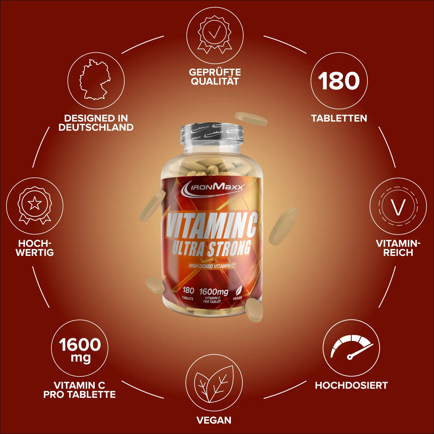 IronMaxx Vitamin C Ultra Strong Tabletten 180 St. hochdosiert