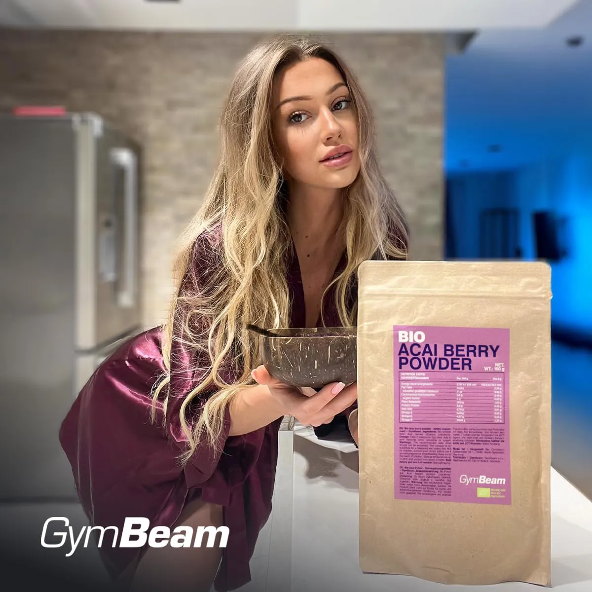 GymBeam Bio Acai Pulver 100 g vegan Ballaststoffe