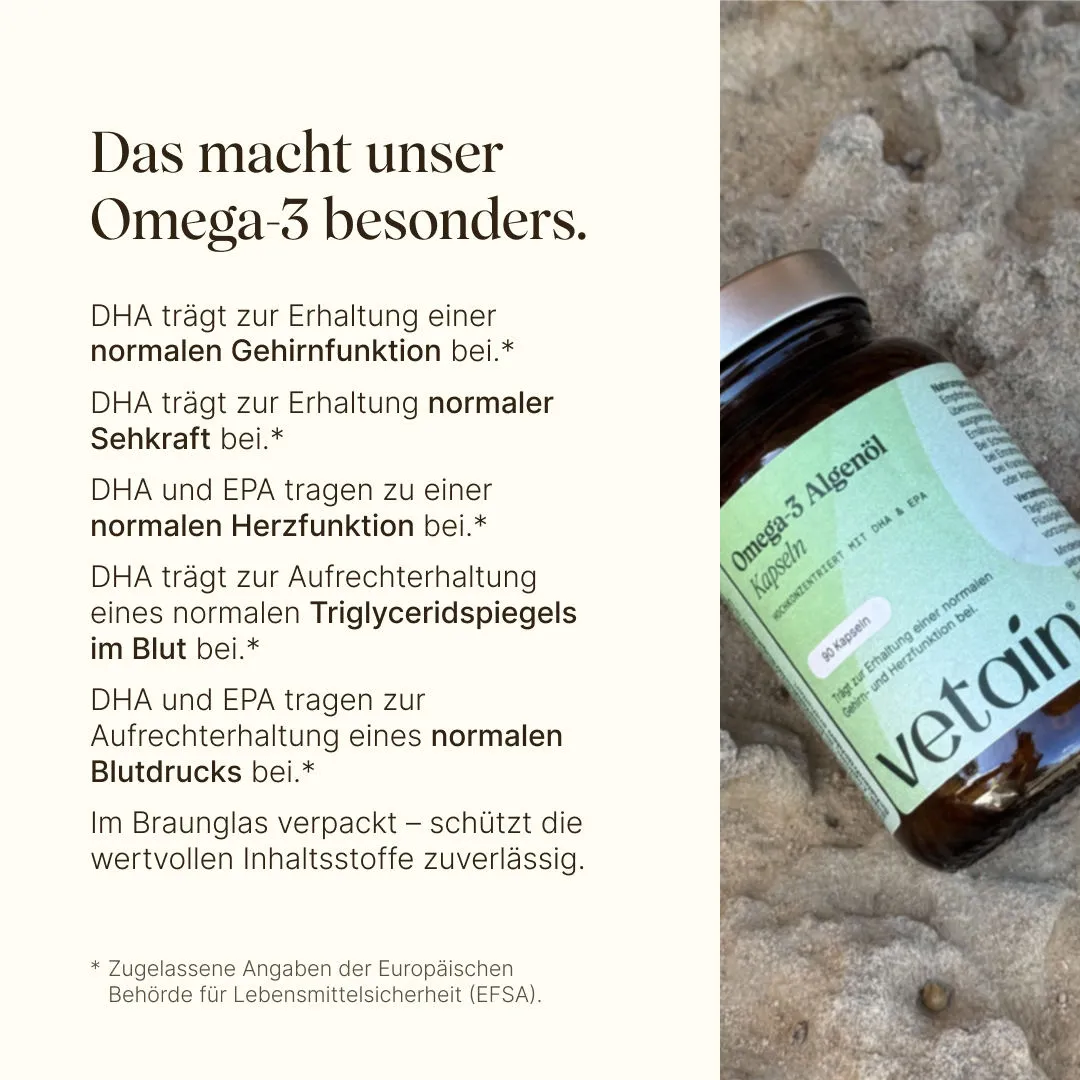 Vetain Omega 3 vegan Algenöl Kapseln 90 Kapseln vegan