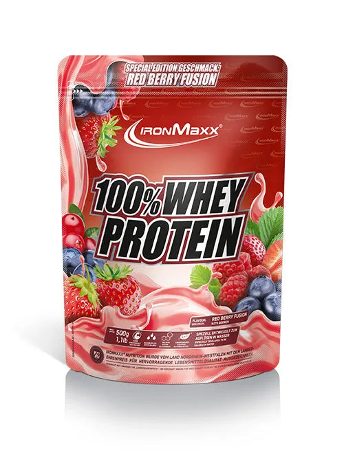 IronMaxx 100% Whey Protein 500g Red Berry Fusion zuckerfrei