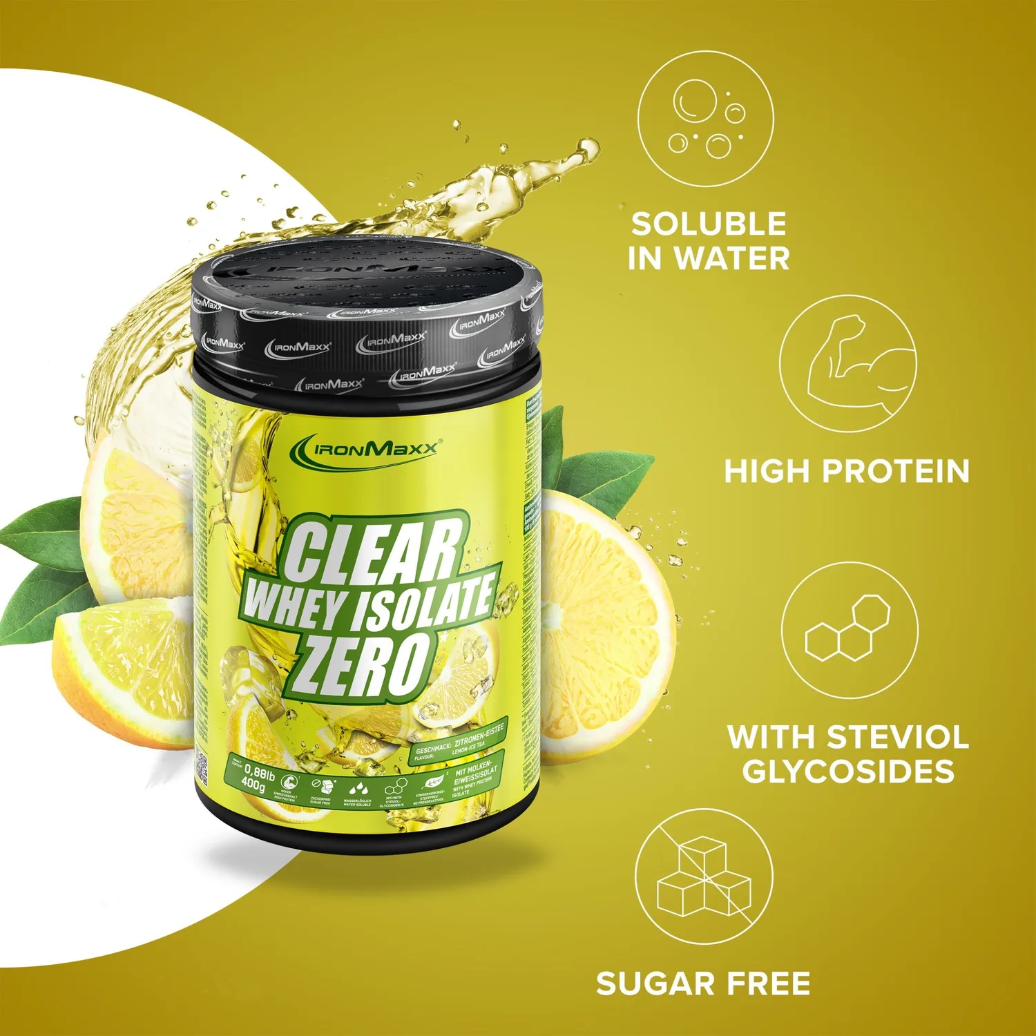 IronMaxx Clear Whey Isolate ZERO Pulver 400g Lemon Ice Tea