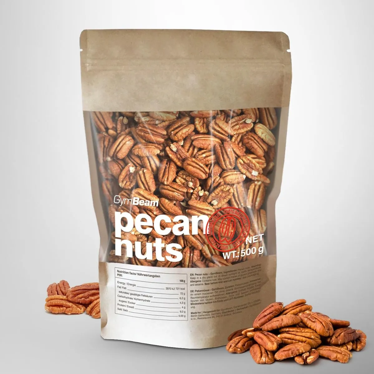GymBeam Pekannusskerne 500g süß ungesalzen