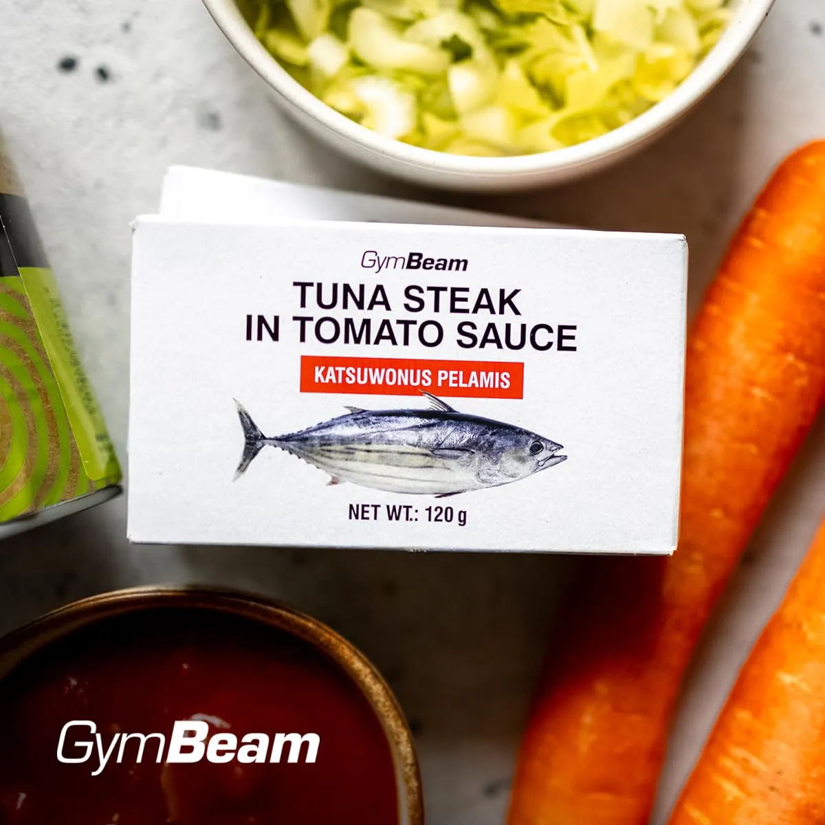 GymBeam Thunfischsteak Tomatensauce Dose 120 g proteinreich