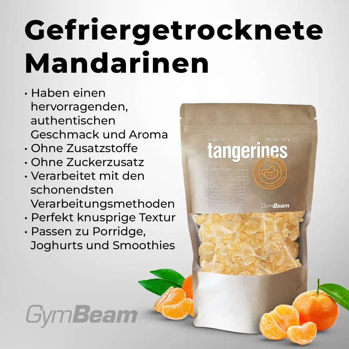 GymBeam Mandarinen gefriergetrocknet 100 g Snack