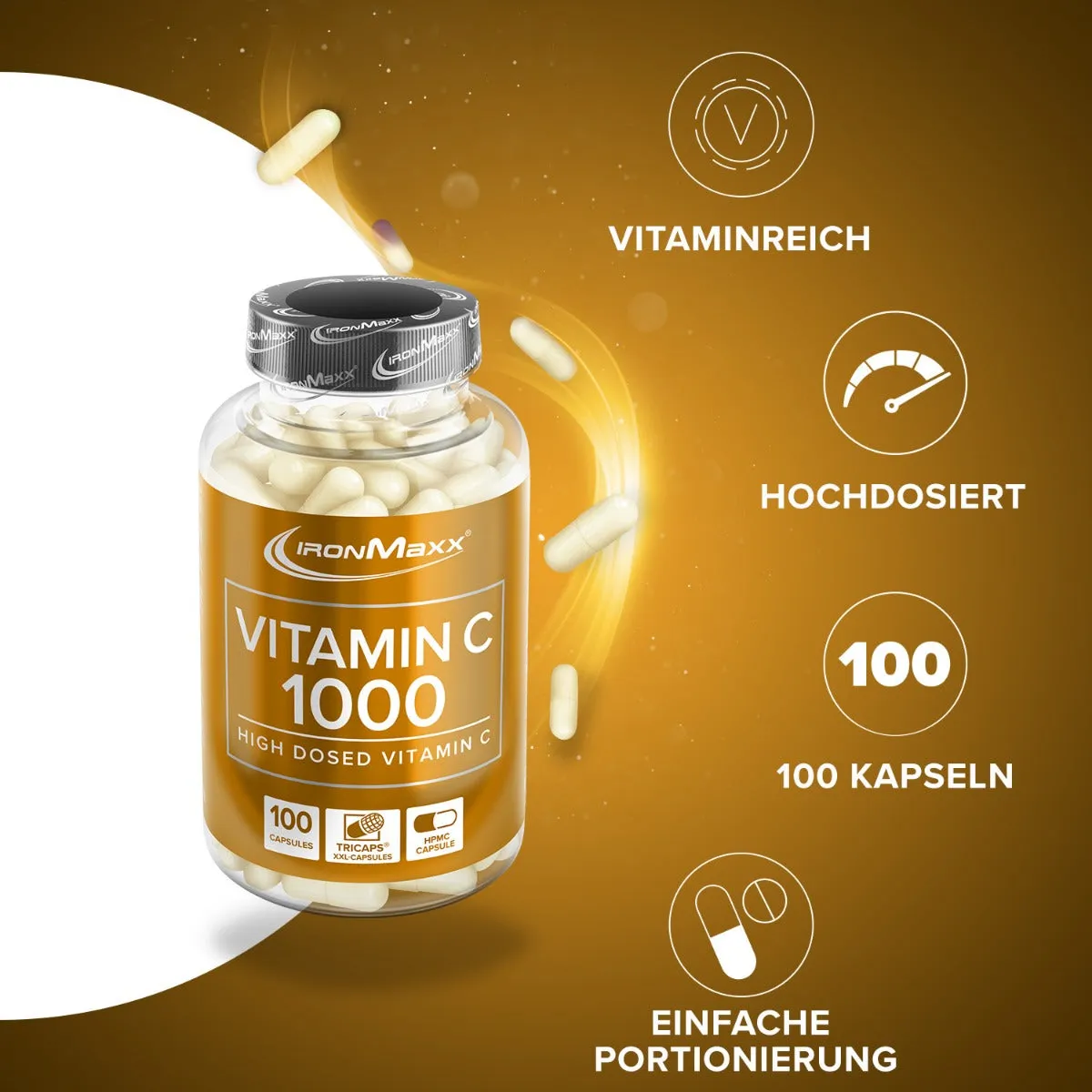IronMaxx Vitamin C 1000 Kapseln 100 Stück hochdosiert