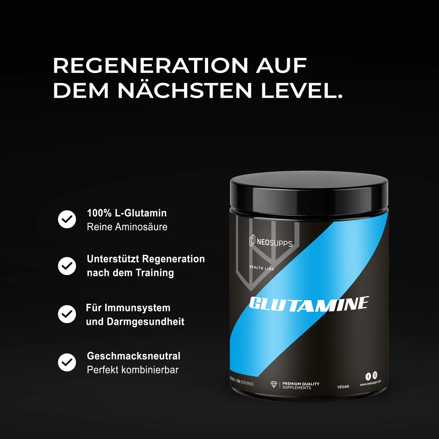 Neosupps Glutamine Aminosäuren Pulver 500g geschmacksneutral