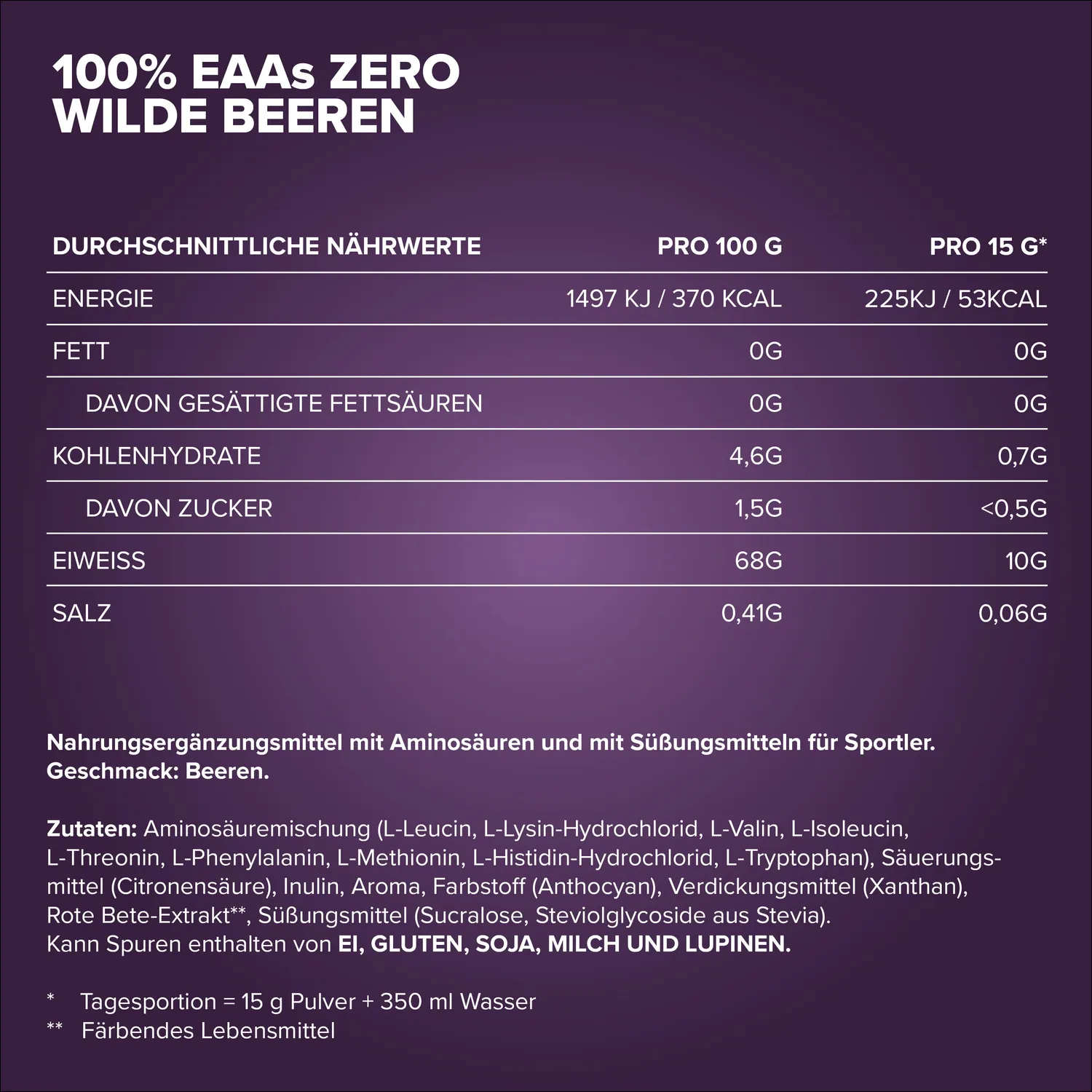 IronMaxx 100% EAAs Zero EAA Pulver 500g Wild Berries
