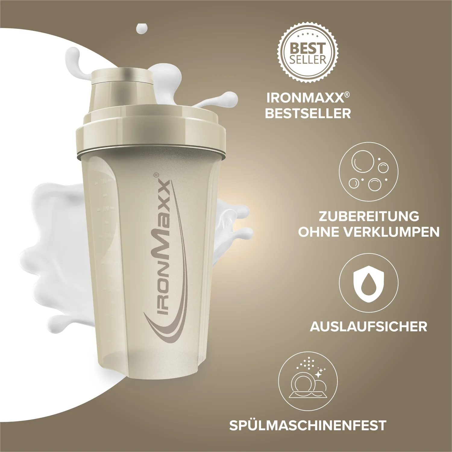 IronMaxx Sculpt Luxe Shaker 700ml Sandstone Beige BPA-frei