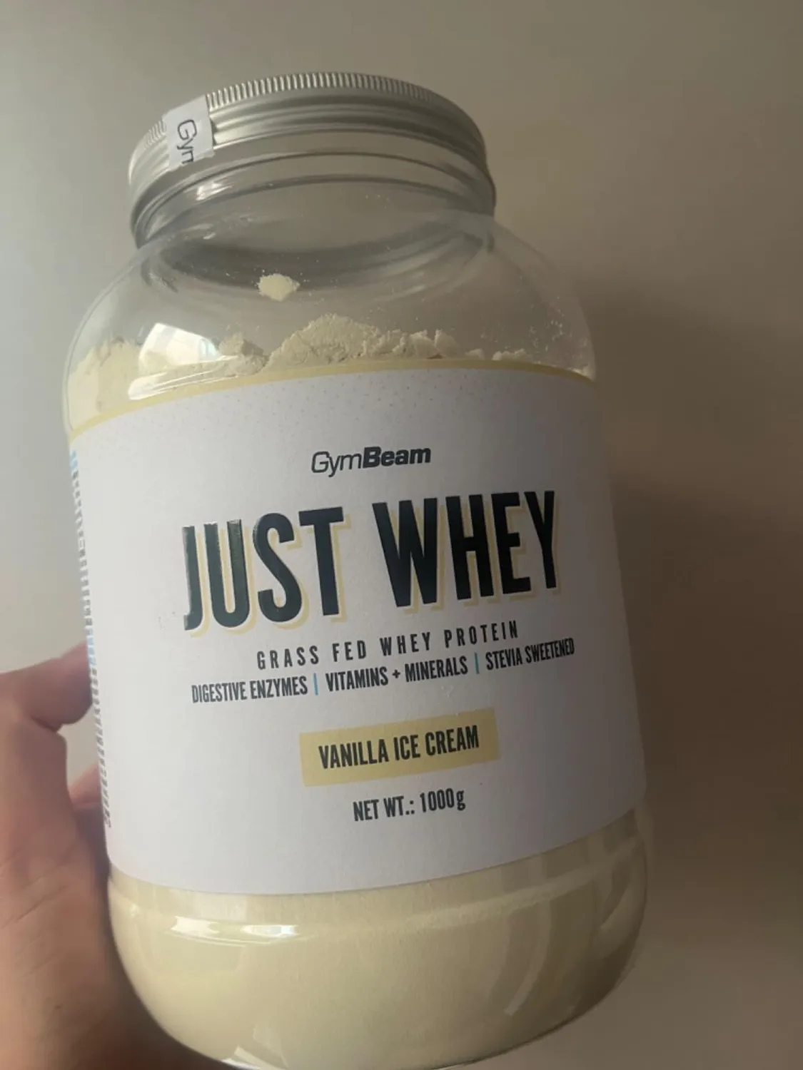 GymBeam Just Whey Proteinpulver Vanille 1000 g mit DigeZyme