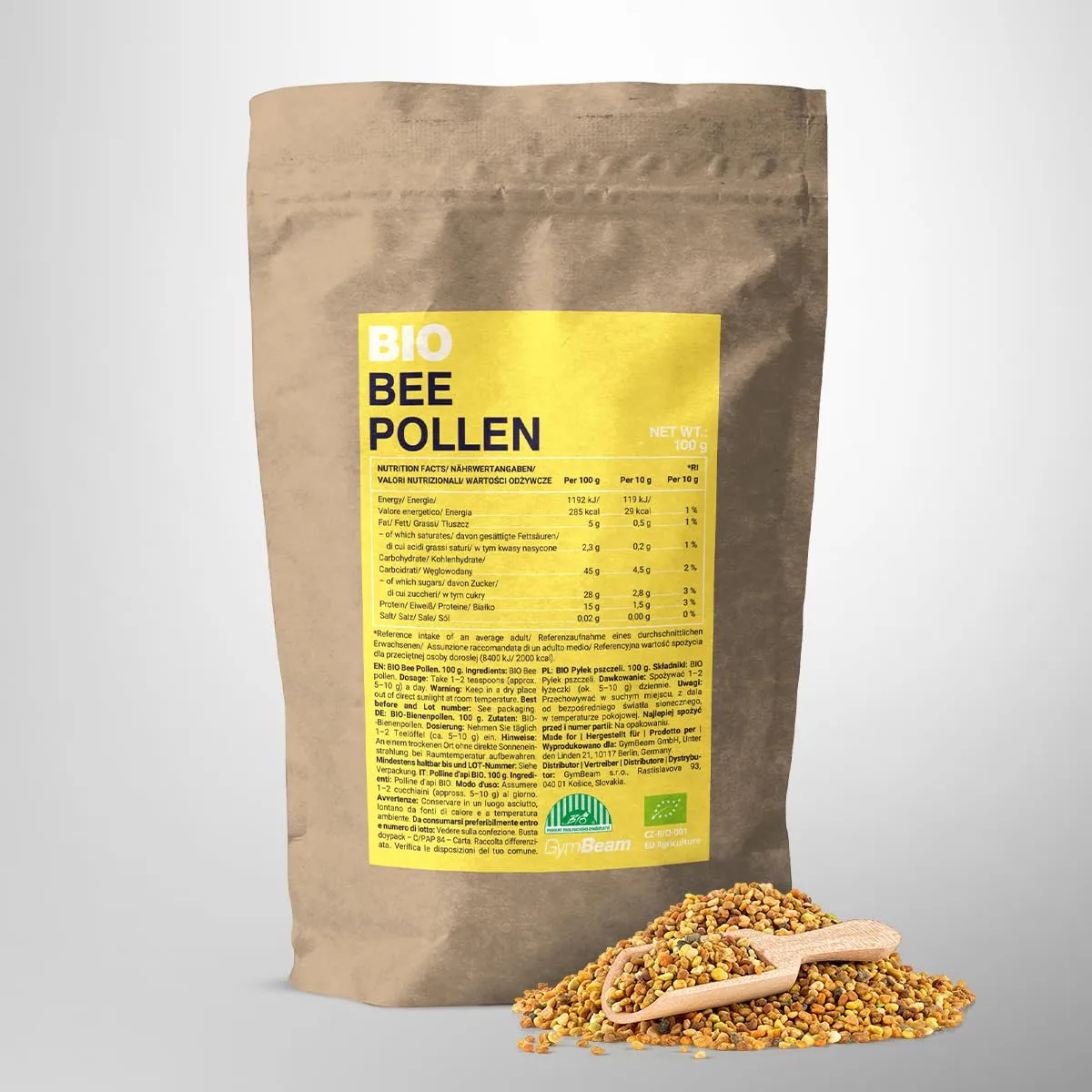 GymBeam BIO Bienenpollen Körner 100g Protein