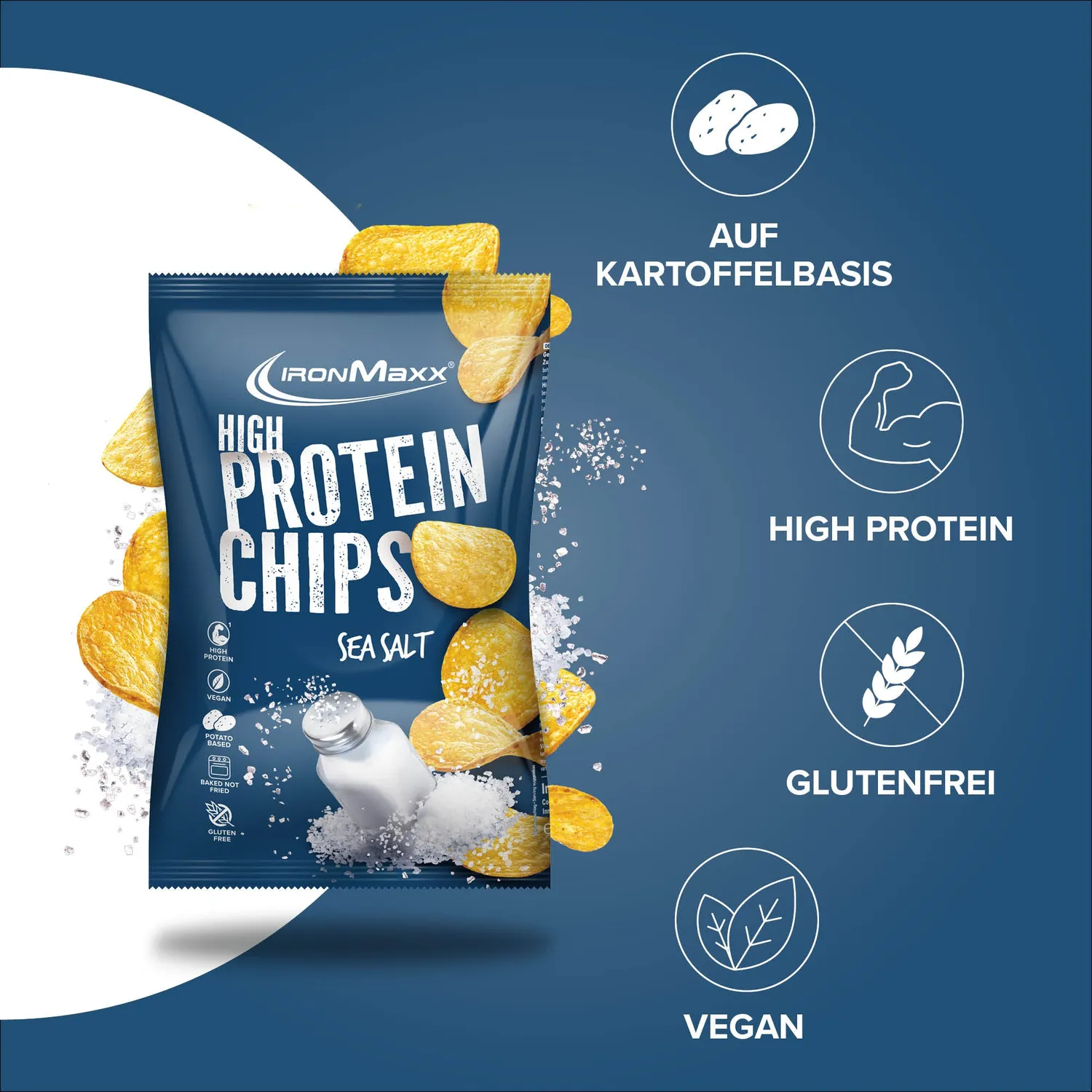 IronMaxx High Protein Potato Chips Sea Salt 60g vegan