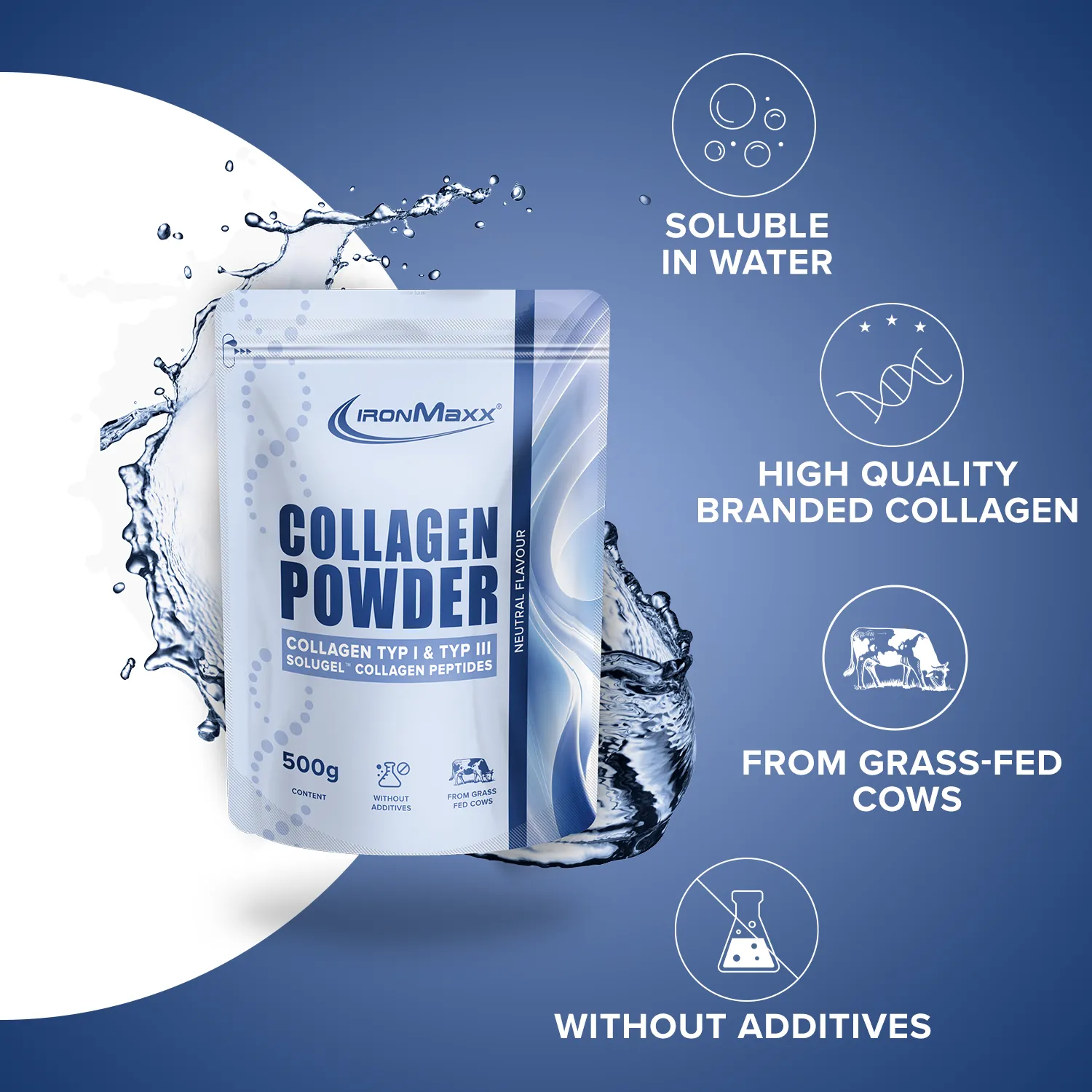 IronMaxx Collagen Pulver 500g Neutral geschmacksneutral