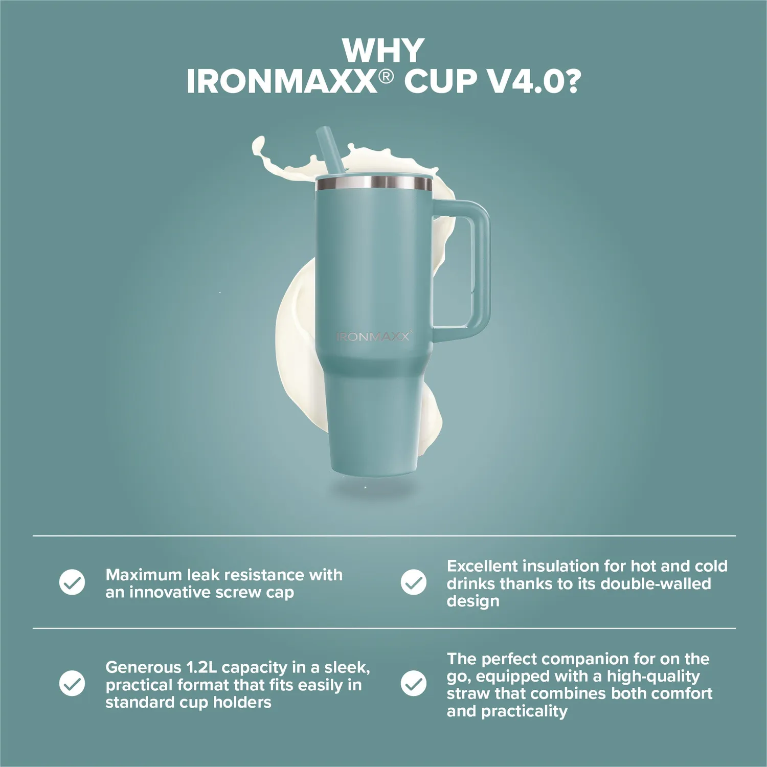 IronMaxx Cup V4.0 Trinkbecher 1200ml Skystrike isoliert