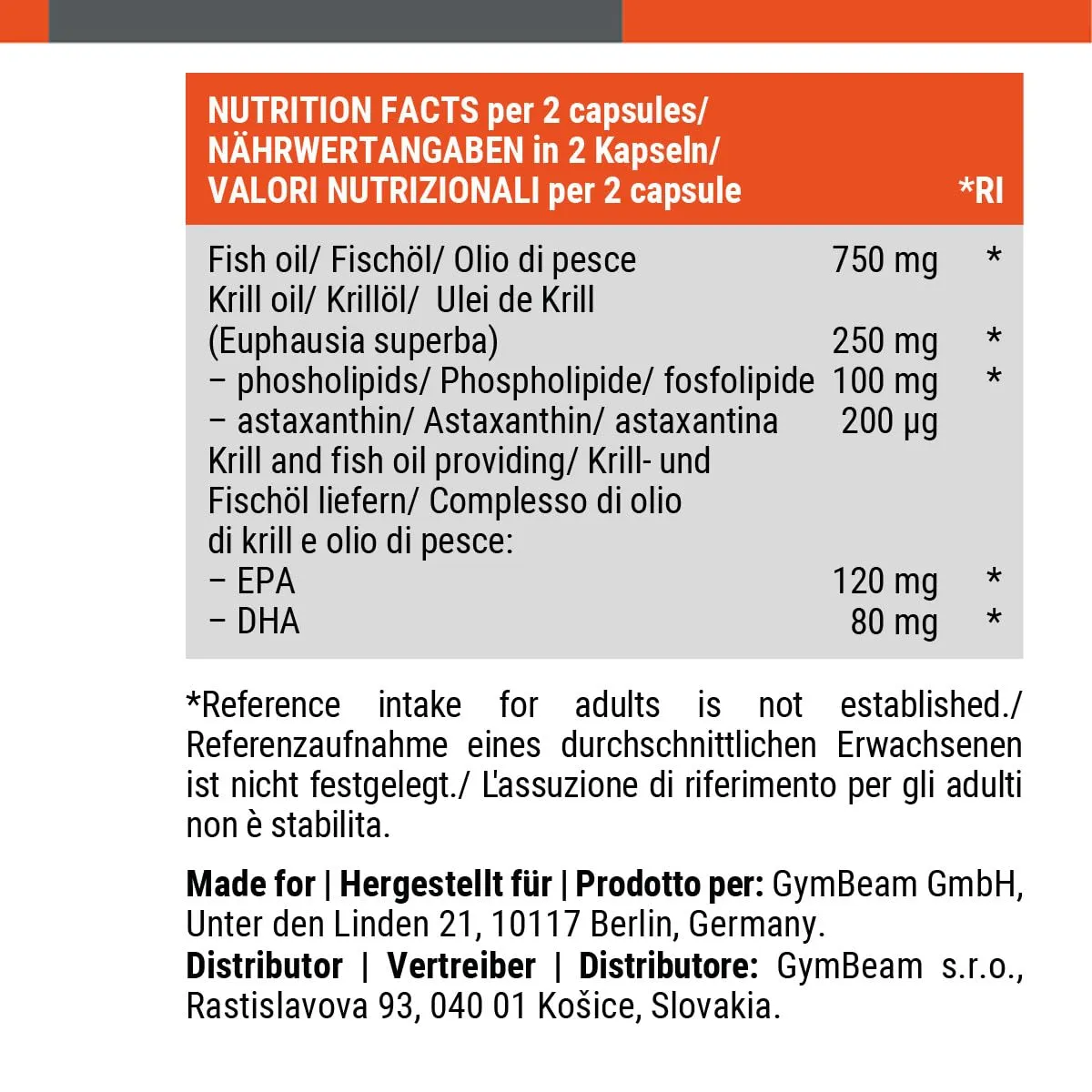 GymBeam Krill- & Fischöl Omega 3 Kapseln 90 Caps EPA DHA