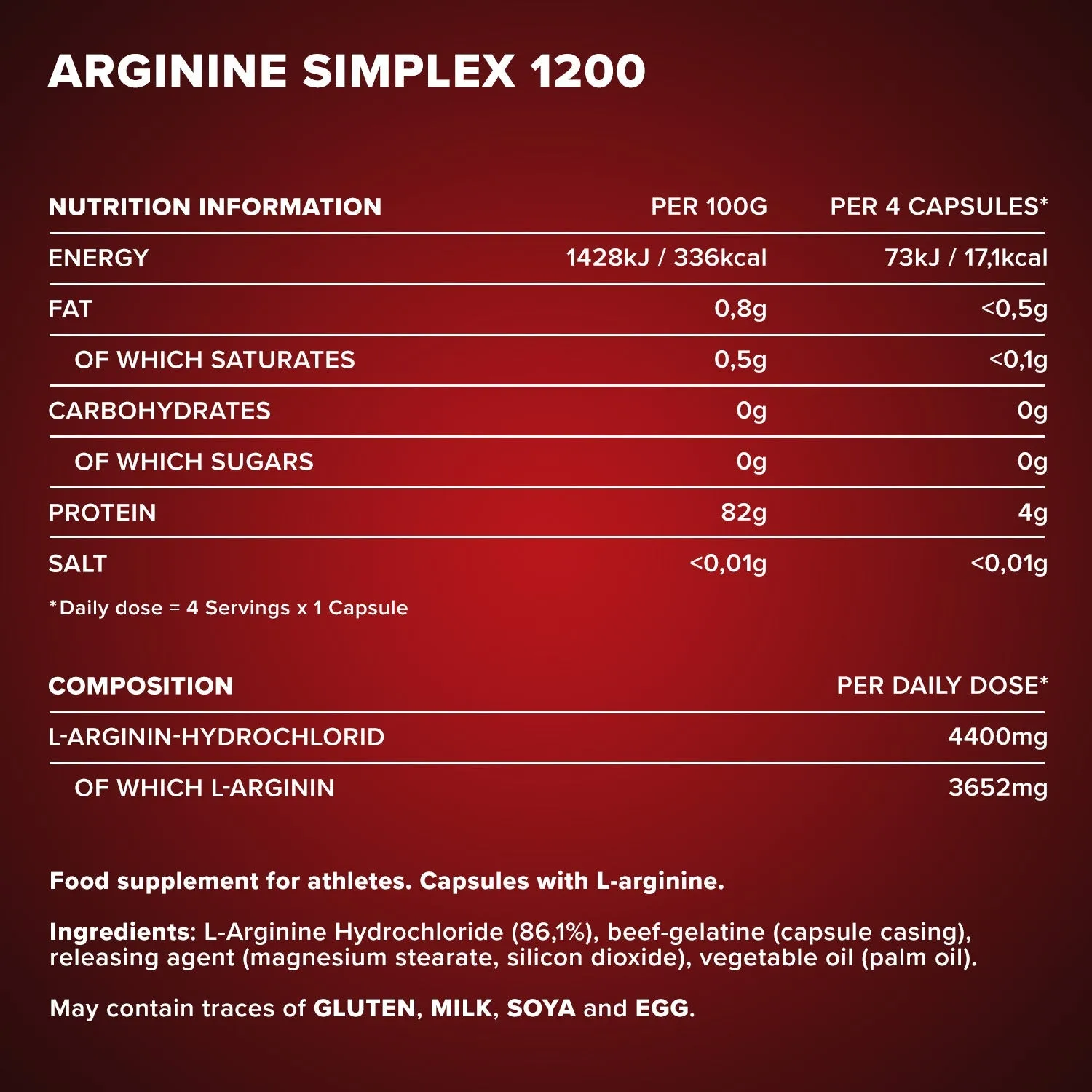 IronMaxx Arginin Simplex 1200 Kapseln 260 Tricaps hochdosiert