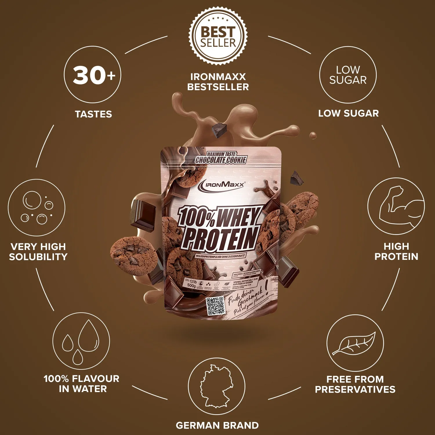 IronMaxx 100% Whey Proteinpulver Chocolate Cookie 500g