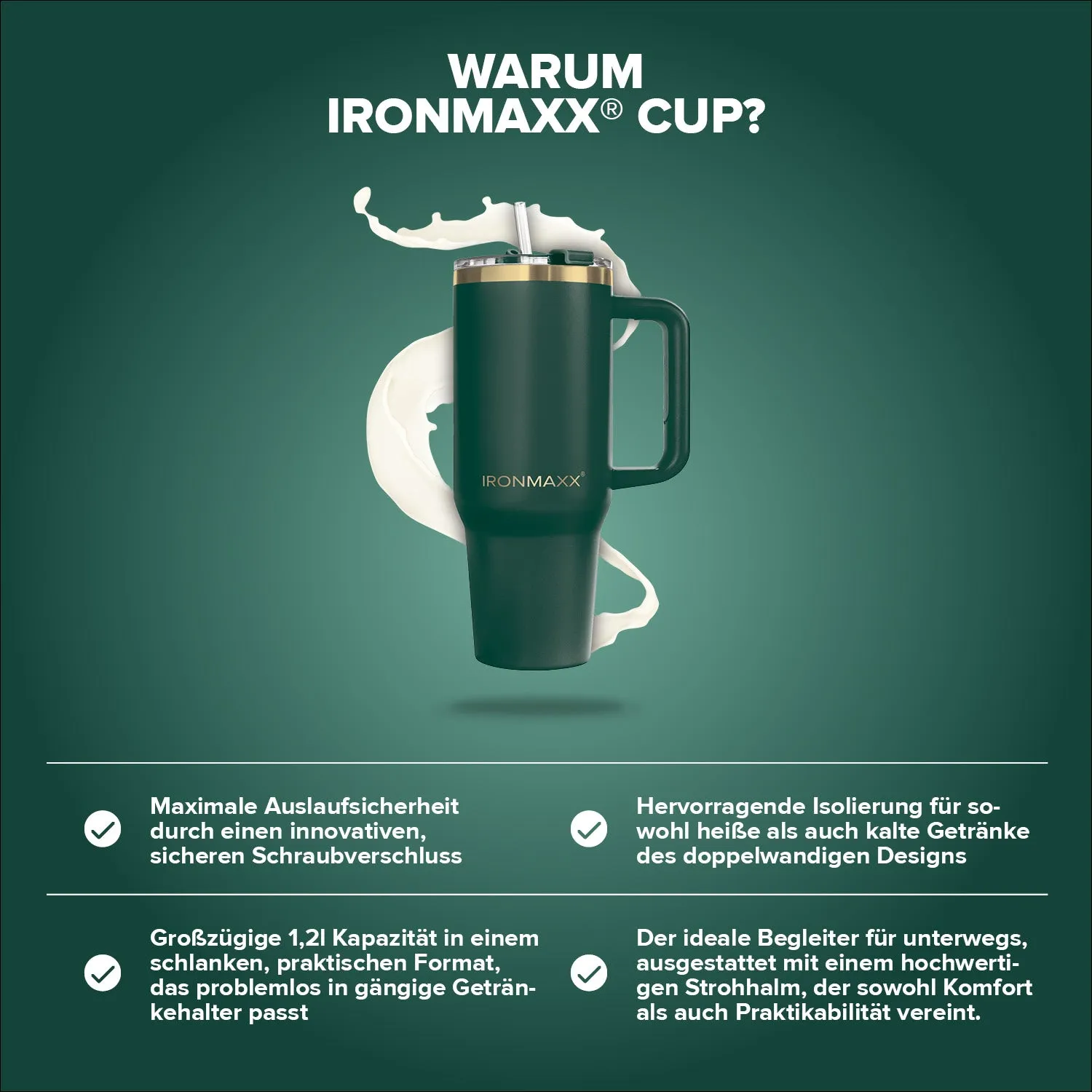 IronMaxx Cup V3.0 Trinkbecher Granite Green 1200ml