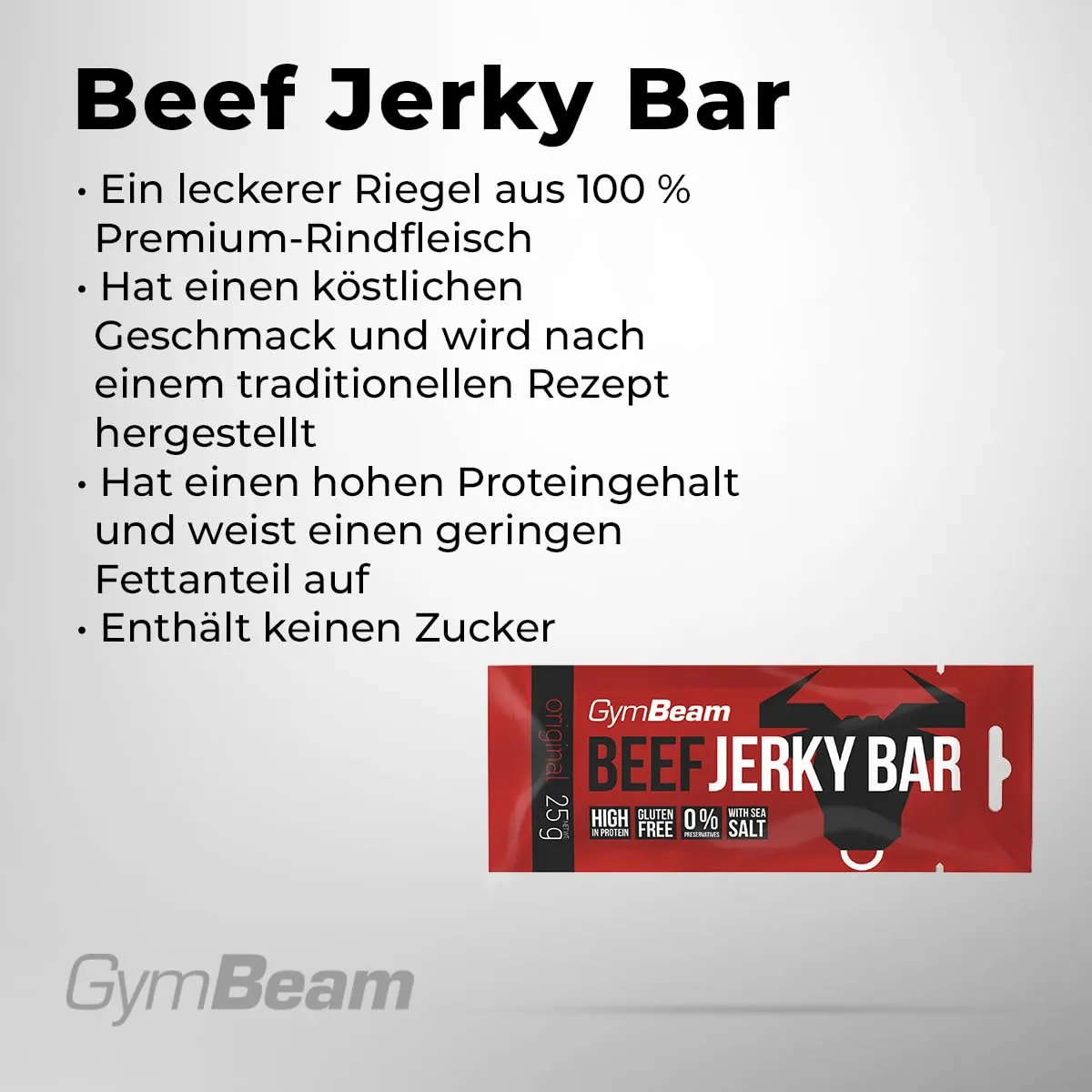 GymBeam Beef Jerky-Riegel Original 25x25 g proteinreich