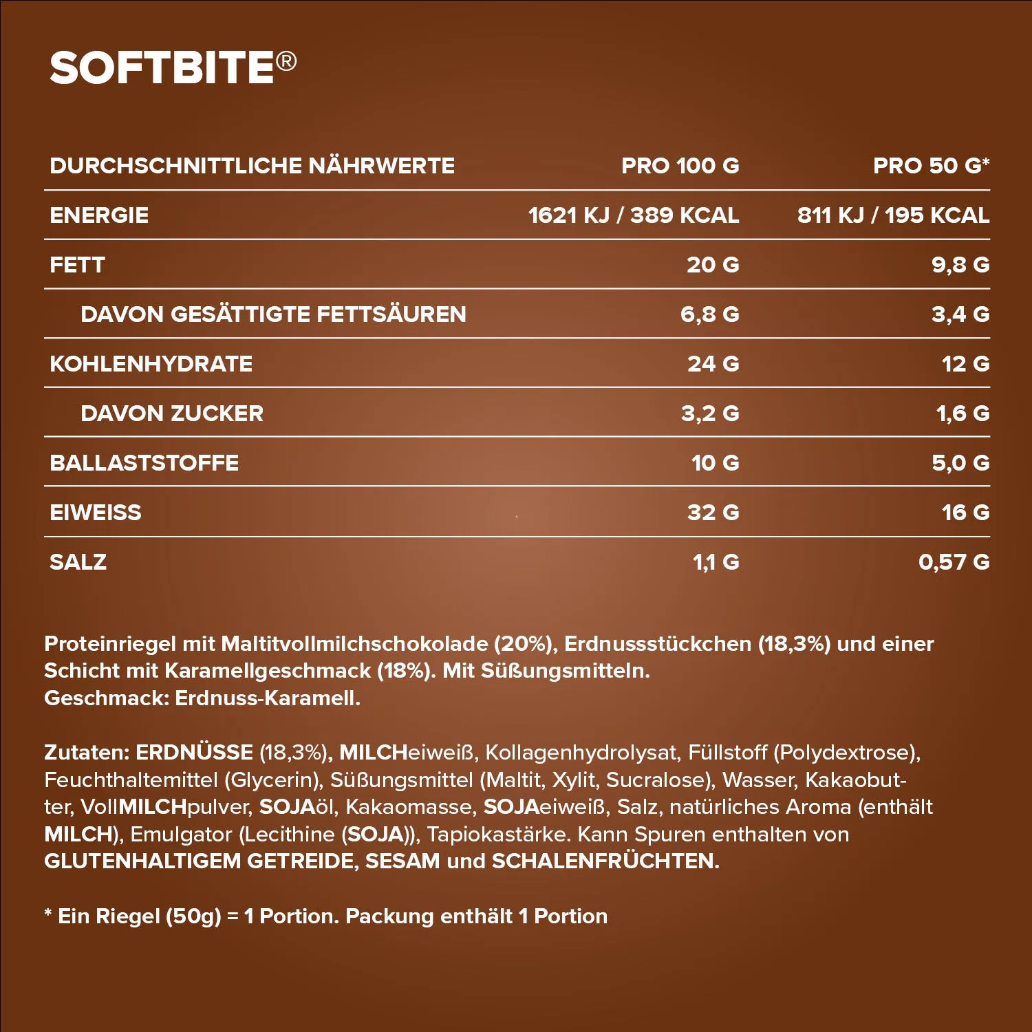IronMaxx Softbite Proteinriegel 50g Peanut Caramel